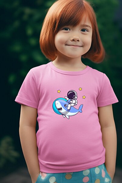 oneagılyazı Tricou supradimensionat pentru copii cu imprimeu rechin astronaut