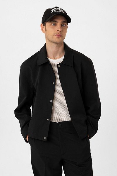Antioch Black Hidden Button Seasonal Relax Fit Men's Coat