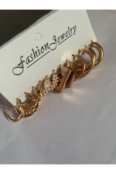 Butik مجموعة من 6 أزواج من الأقراط الذهبية