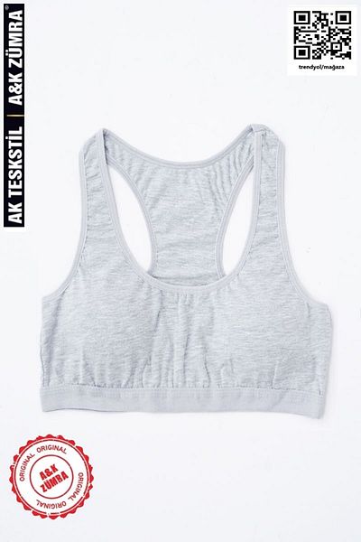 A&K ZÜMRA Σουτιέν Half Tank Top με μαξιλαράκια με φαρδιά τιράντες γκρι (προπόνηση Bustier)