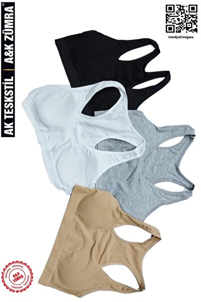 A&K ZÜMRA Sutien cu bretele late, căptușit, jumătate de sutien, pachet de 4 (bustieră de antrenament)