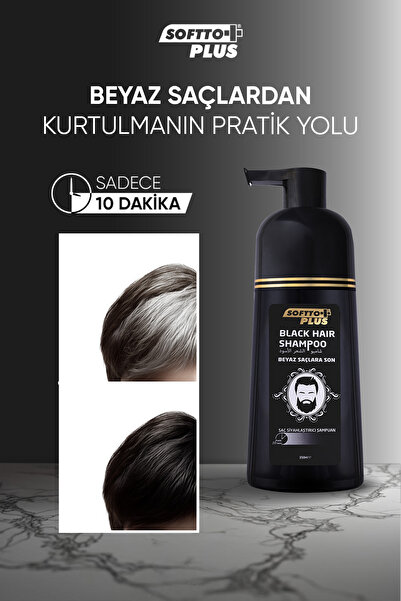 Softto Plus Black Hair Beyaz Saçlar Için Saç Siyahlaştırıcı Doğal Görünümlü Şampuan 350ml