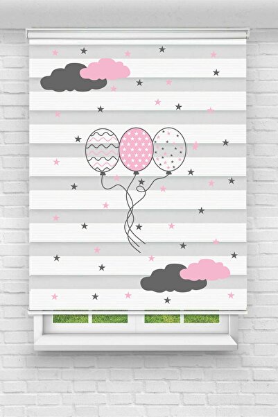 GRANDEE Kuğu ve Yıldız Baskılı Zebra Perde-Bebek Çocuk Odası Dijital Baskılı Zebra Stor Perde