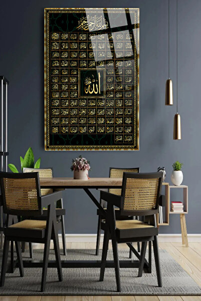 TAULART Esmaül Hüsna Allahın 99 İsmi Lüks Özel Kırılmaz Cam Tablo Dini İslami...