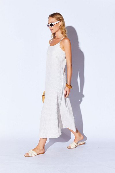 Manche Comfortable Fit - natural Linen Look Maxi LenGth Women's Dress | Mks 289501 -01