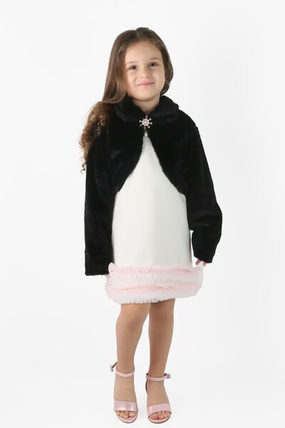 SIRRI Kız Çocuk Luna Uzun Kollu Şık Peluş Bolero Ceket