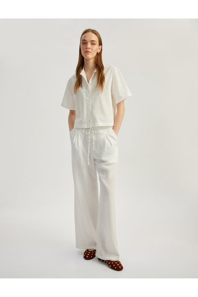 Koton Kısa Kol Beyaz Kadın Gömlek 5SAL60028IW