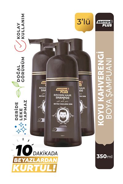 Softto Plus Brown Hair Shampoo Brown Dye Shampoo Providing Natural Look 3X350 ml