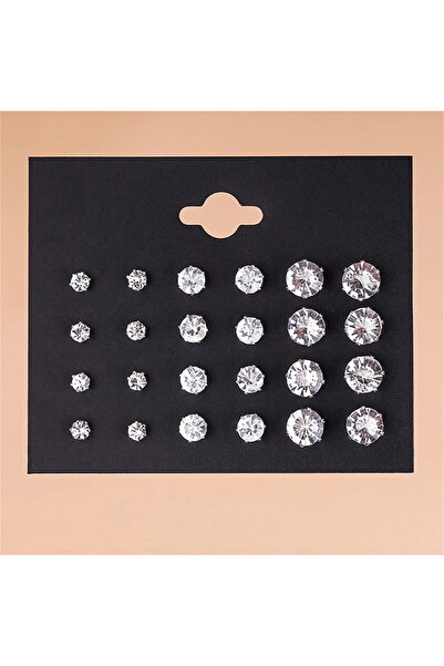 Choice مجموعة مكونة من 12 زوجًا من أقراط الزفاف اللامعة باللون الأبيض للنساء ...