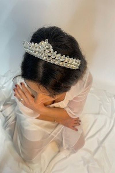 Laranor Silver Color Rhinestone Luxury Princess Design Princess Bridal Henna Engagement Crown
