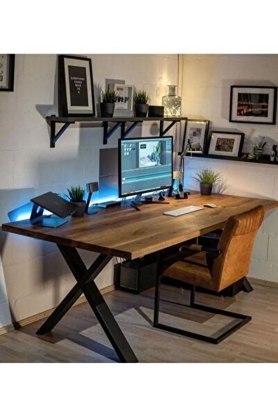 HGALP Desing Demir Ayaklı Ahşap Masif Panel Oyuncu Masası Bilgisayar Masası