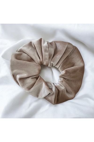 alsaccessories Γυναικεία Scrunchie Simit Barrette Velvet Cream Χρώμα Κλιπ μαλλιών