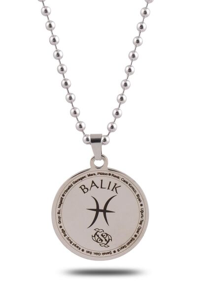 vogutima قلادة رجالية من الفولاذ - قلادة رجالية محفورة على شكل علامة زودياك