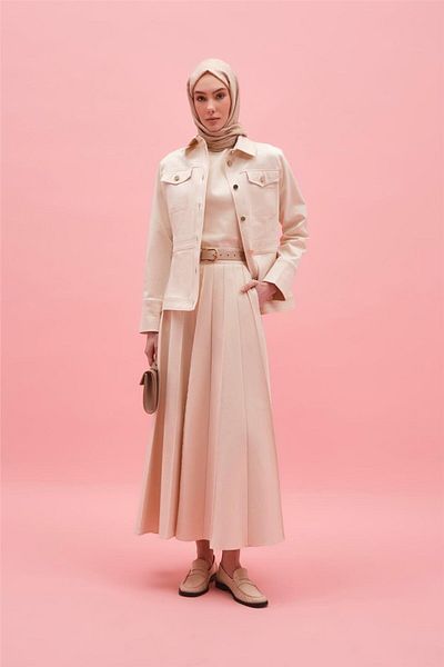 Armine Raw Denim Blouse-Jacket Suit 25Y6021 Natural