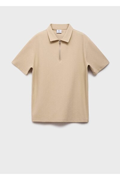 MANGO Man Fermuarlı yaka kalıplı polo gömlek