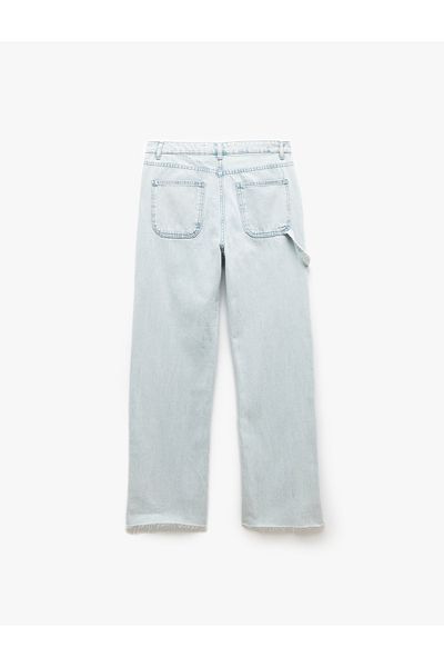 Koton Pantaloni din denim cu tăietură obișnuită din bumbac cu picior tăiat - Blugi cu picioare largi