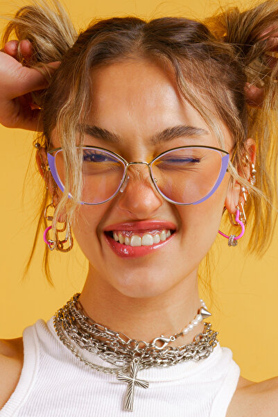 Corney Design Freyde Lila Cat Eye Kadın Gözlük | Mavi Işık Filtreli | Blue Bl...