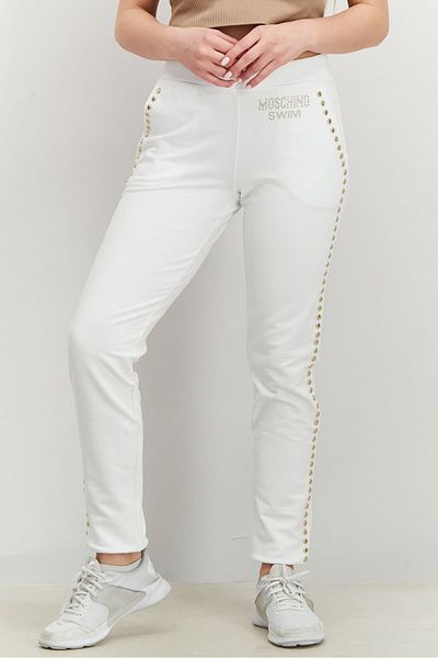 Moschino Women Elastic Waist Stud Pants, White