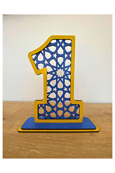 WoodenZoo ديكور طاولة عيد ميلاد عمره عام واحد (موضوع حديقة F. أصفر-أزرق داكن)