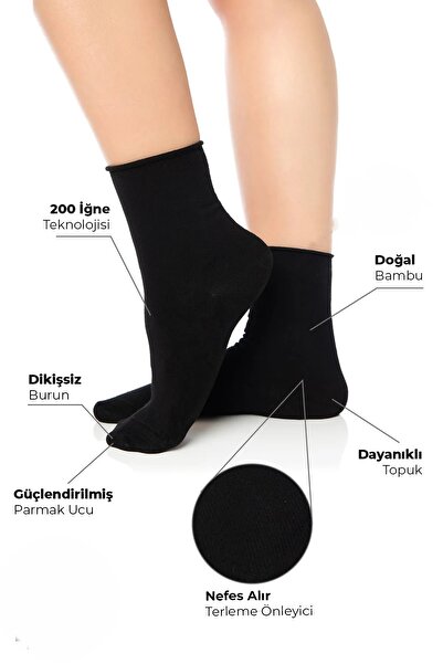 LANDSHOES Bamboo Women's White Socket Seamless Premium Socks 3 Pack / No Trace / No Tightening Socks