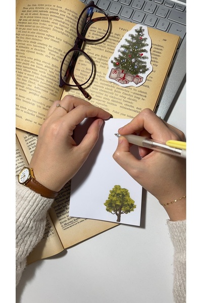 Handeto Kraft دفتر ملاحظات على شكل شجرة، دفتر ملاحظات، دفتر ملاحظات مع غراء، دفتر ملاحظات مقاس A6، دفتر ملاحظات غير مبطن