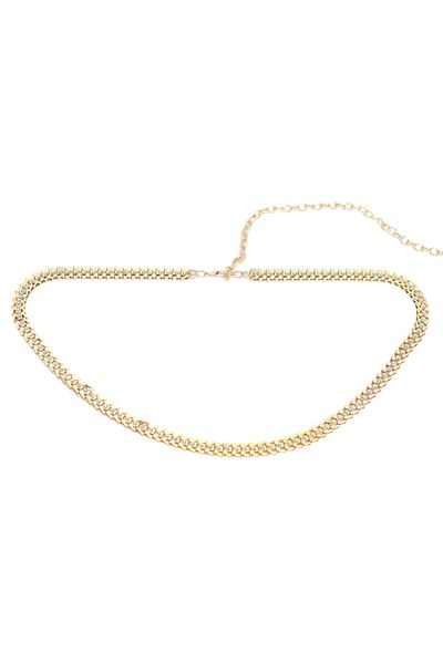 Sun Pieces Gold Color Women's Chain Belt with Stones, Waist Belt, Festival Accessory