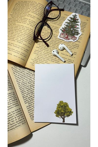 Handeto Kraft Tree Themed Memo Pad Notepad Check Pluck Notebook, Glue Memo Pad, A6 Notebook, Unlined Notebook