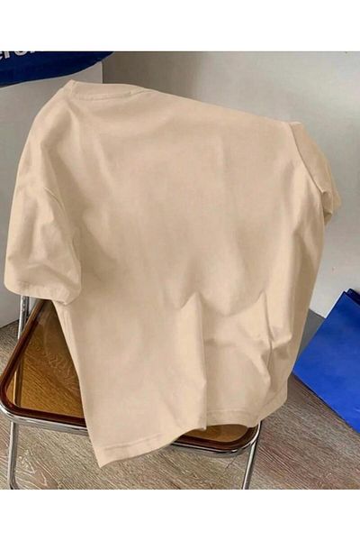 khufu Μπλουζάκι Unisex σε μπεζ Oversize Panda Pocket με στάμπα