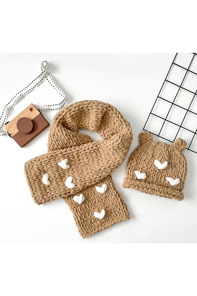 Alize Puffy Baby Scarf and Beanie