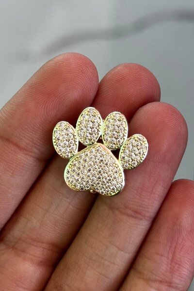 TAKIŞTIR Altın Renk Pati Figürlü Taş Detaylı Ajda Charm / Kolye/ Bileklik Ucu