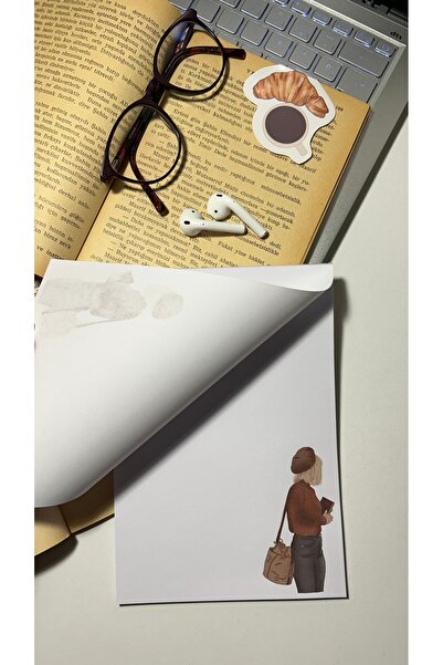 Handeto Kraft Blocnotes A5 fără linii - Caiet de note cu lipici, blocnotes cu lipici, pălărie și carte