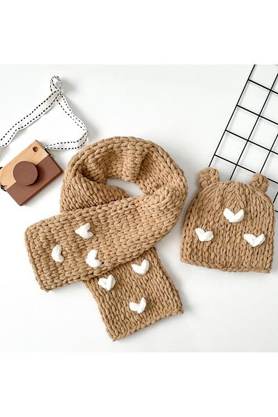 Alize Puffy Baby Scarf and Beanie