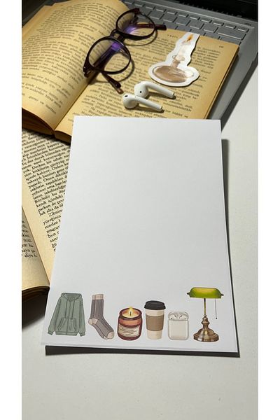 Handeto Kraft Cozy Themed Notepad Pull Pull Notebook, Glue Memo Pad, A5 Notebook, Unlined Notebook
