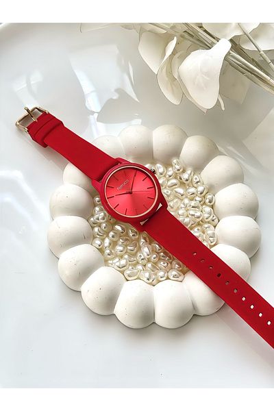 Ferrucci Ferrucci̇-(Red Color) Silicone Band Women's Wristwatch-