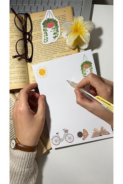 Handeto Kraft Bicycle Themed A5 Notepad - Check Pluck Notebook with Glue Memo Pad and No Line Notebook
