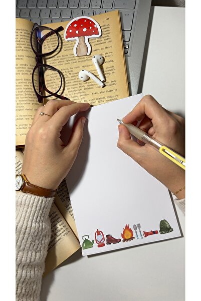 Handeto Kraft Camping Themed A5 Notepad - Check Pluck Notebook with Glue Memo Pad and No Line Notebook