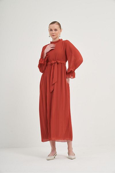 FTZ WOMEN Rochie de damă din șifon plisat Tile 31019