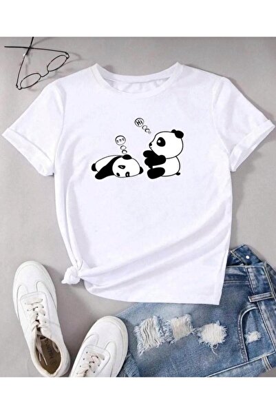 khufu Tricou oversize alb Pandalets, unisex, cu o formă relaxată