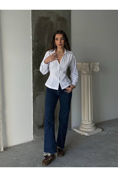 AÈC PRIVÈ Cămașă Elizabeth de înaltă calitate pentru femei, cu cravată la spate, cu talie subțire - 777