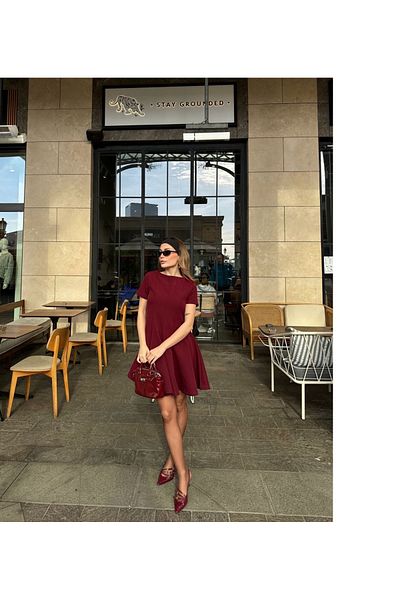 khar Lili Marlen Women's Short Sleeve Stitching Detail Mini Dress