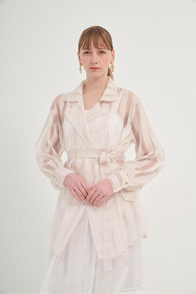 FTZ WOMEN Șapcă din organza pentru femei Bej 31044