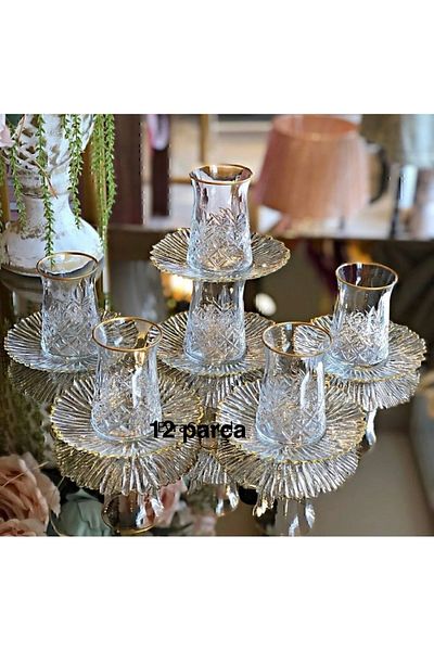 Üçler aktariye 12 Piece Special Series New Series Model Tea Set for 6 Persons
