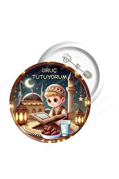 Misal Çocuk Rozet 35 - Oruç Tutuyorum (Erkek) (5 ADET)