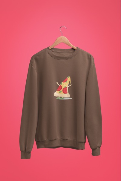 Butik سويت شيرت برقبة دائرية وأكمام طويلة للجنسين من خيوط واحدة وطبعة نقل الس...