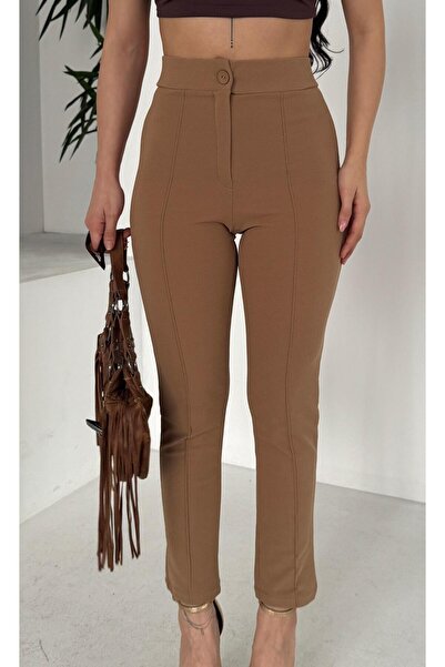 Paw Garage Γυναικείο παντελόνι Diane ψηλόμεσο εφέ σύσφιξης ελαστικό ύφασμα με στενό πόδι από υφασμάτινο ύφασμα