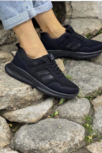 Weynes Unisex Μαύρα άνετα αθλητικά παπούτσια με δύο λουράκια καθημερινά WSB4002