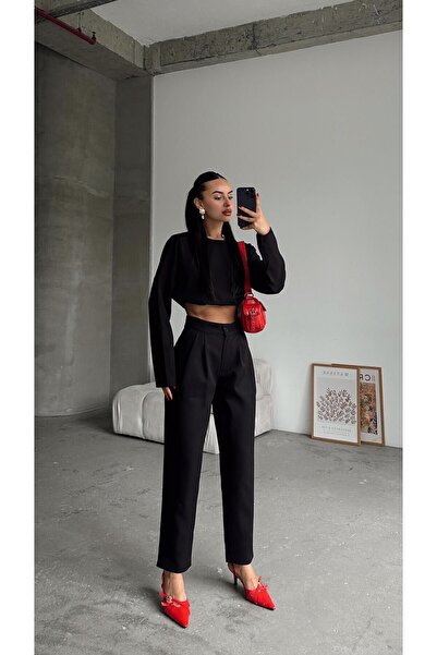 MODA TAY Croplu ve pantolonlu ikili takım