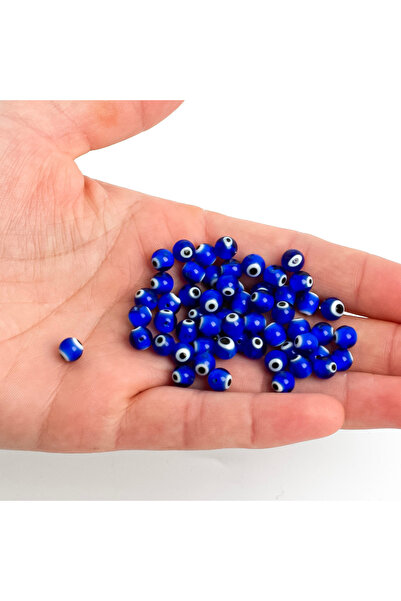 yfhobi 5 Adet - 6 mm Yuvarlak Cam Nazar Takı Aparatı, Mavi Renk Nazar Boncuğu...