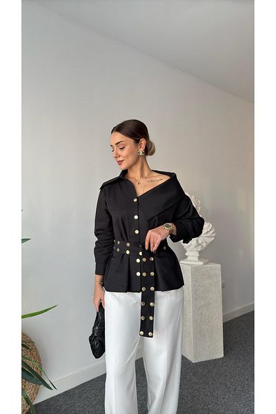 Bak'ap Cămașă asimetrică cu împânzire cu centură Diana Design