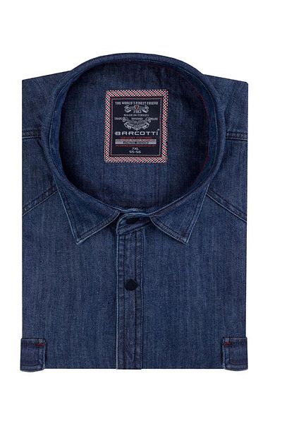 tambattal Cămașă de iarnă din denim albastru de mărime mare cu mâneci lungi